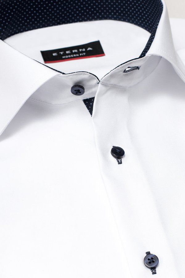 Hemd, Eterna Swiss-Cotton, Modern Fit, weiß mit Kontraststoff 8100/00 X13K 65