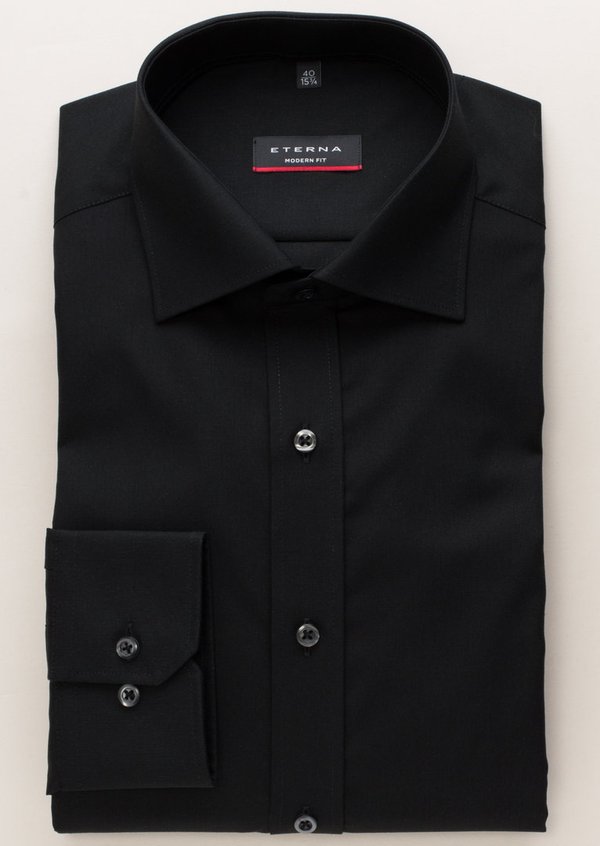 Hemd, Eterna Swiss Cotton, Modern Fit, schwarz 1100/39 X177 65