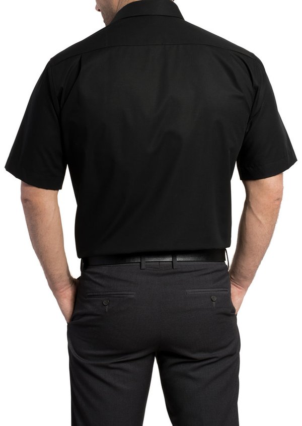 Schwarzes Herrenhemd mit halben Ärmeln in taillierter Modern Fit Schnittform 1100/39 C19K 28