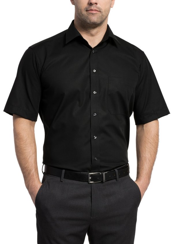 Schwarzes Herrenhemd mit halben Ärmeln in taillierter Modern Fit Schnittform 1100/39 C187 28