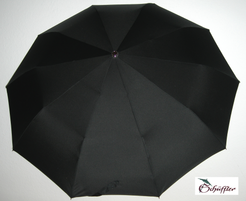 10-ribs pocket umbrella with automatic open/close mechanism, black.