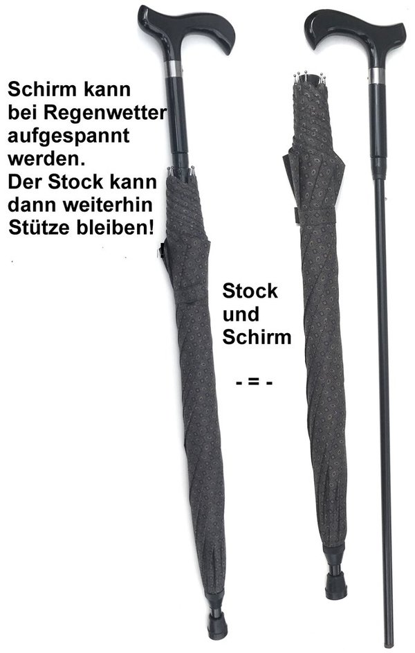Stick umbrella with extendable walking stick    180036D