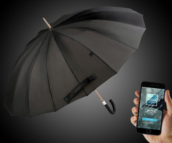 Smart-Regenschirm, großes Dach, sturmstabil, 16-teilig, schwarz 211151