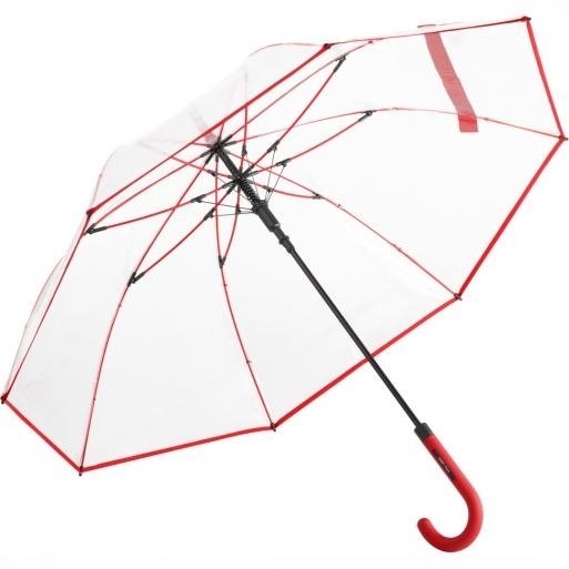 Stick umbrella, transparent / red, automatic, windproof 133285