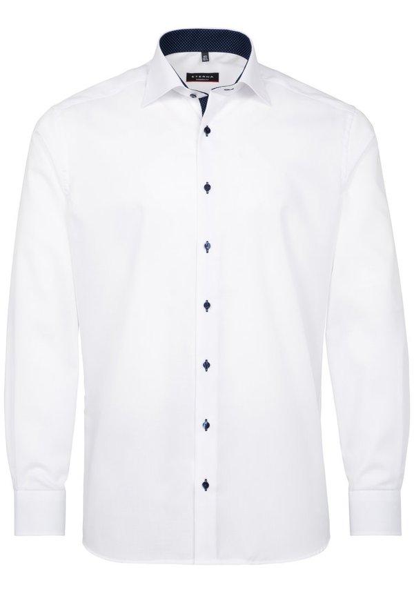 Hemd, Eterna Swiss-Cotton, Modern Fit, weiß mit Kontraststoff
