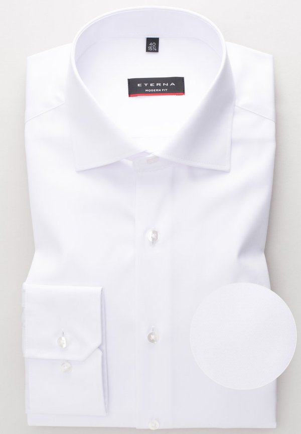 Cover Shirt, blickdichter Baumwoll Twill, Eterna, weiß, Modern Fit