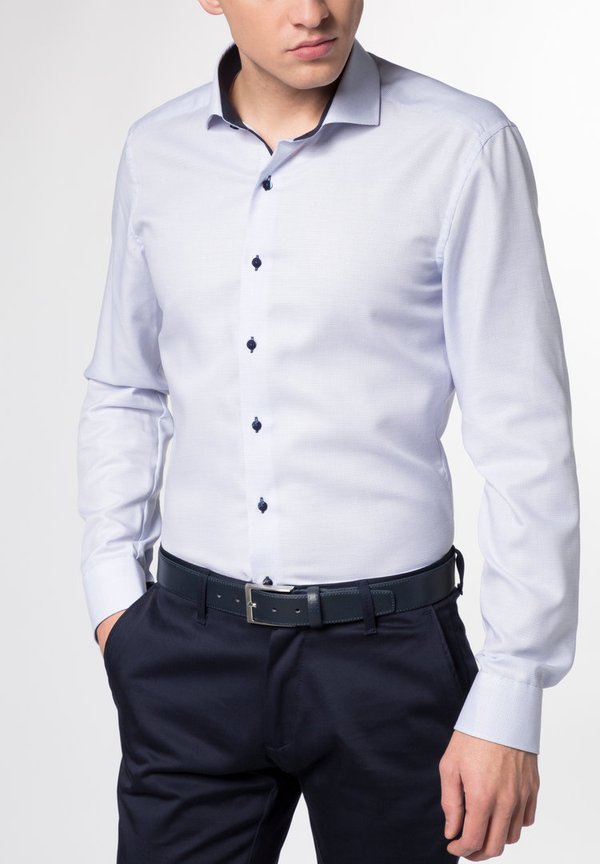 Slim-Fit-Hemd, Eterna Swiss Cotton, Strukturstoff, hellblau