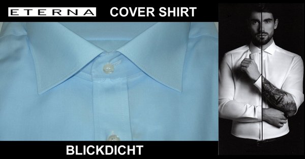 Cover Shirt, blickdichter Baumwoll Twill, Eterna, hellblau, Comfort Fit 8817/10 E19K 65