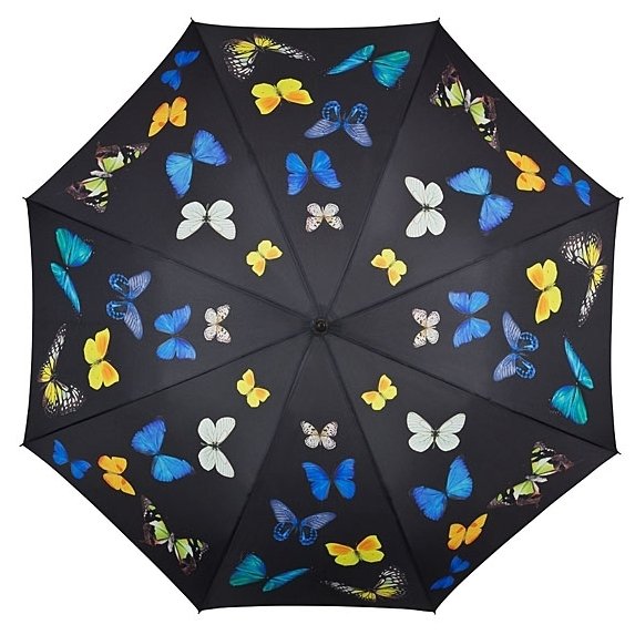 Automatic Stick  Umbrella with Butterfly Motifs 100232