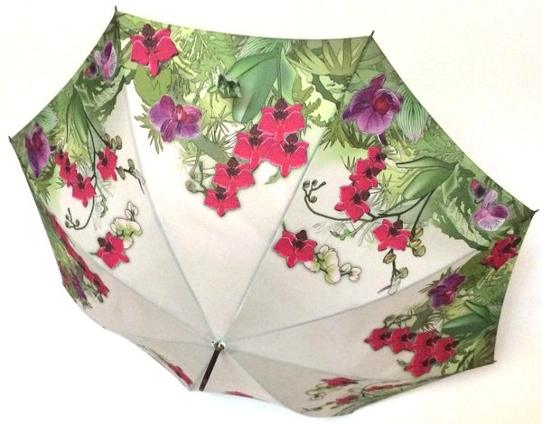Beautiful Automatic stick umbrella with orchid motifs 100243