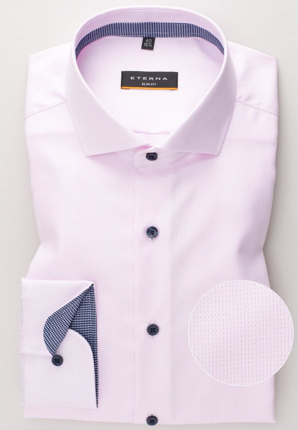 Slim-Fit-Hemd, Eterna Swiss Cotton, Strukturstoff, rosa