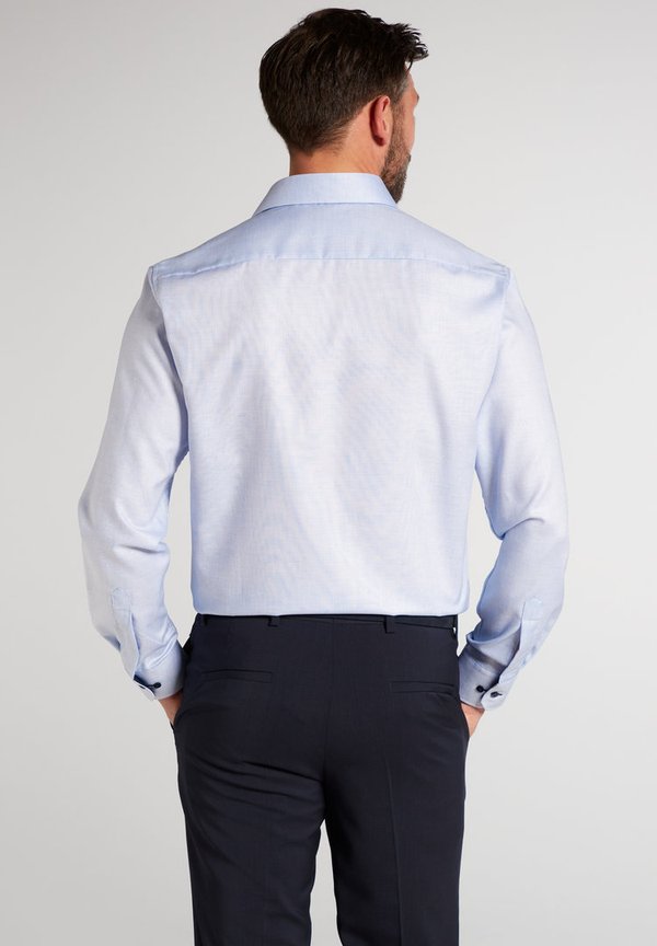 Hemd, Eterna Swiss-Cotton, Modern Fit, Webstruktur mit Kontraststoff, hellblau