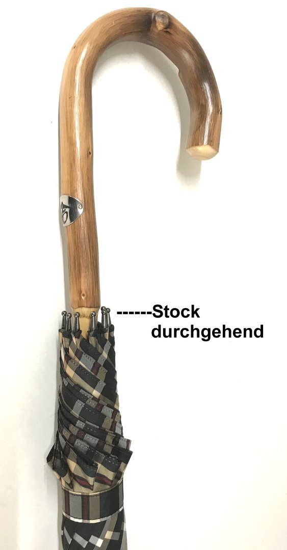 Damen-Stockschirm mit durchgehendem Wurzelholzstock, 10-teilig 150012