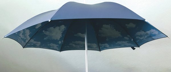 2 layers of fabric, stick umbrella, cloud Design,  UV protection 1003220