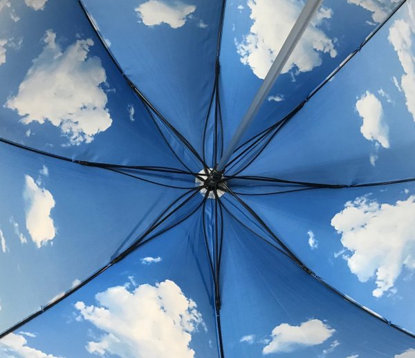 2 layers of fabric, stick umbrella, cloud Design,  UV protection 1003220