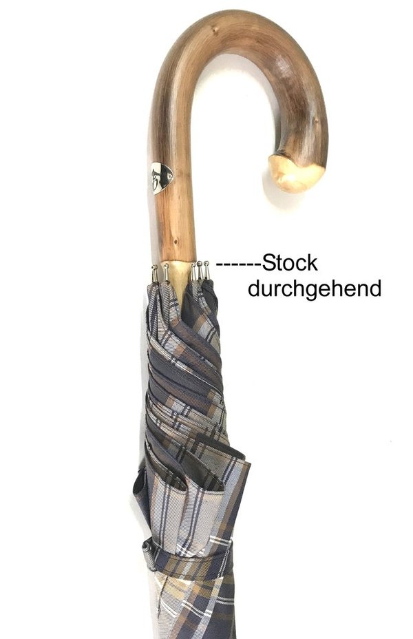 Stockschirm mit durchgehendem Holzstock, Wurzelholzgriff