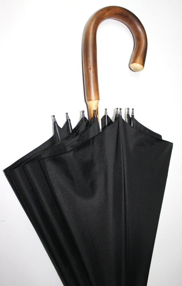 Handmade 10-section umbrella with a continuous stick  wind-proof, black, 20002