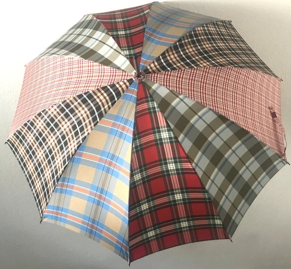Stick umbrella with 10 sections, light and storm-resistant, patchwork design 1000235